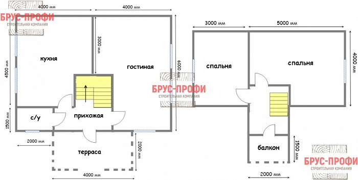 Проект №57. Дом из бруса 8 на 8