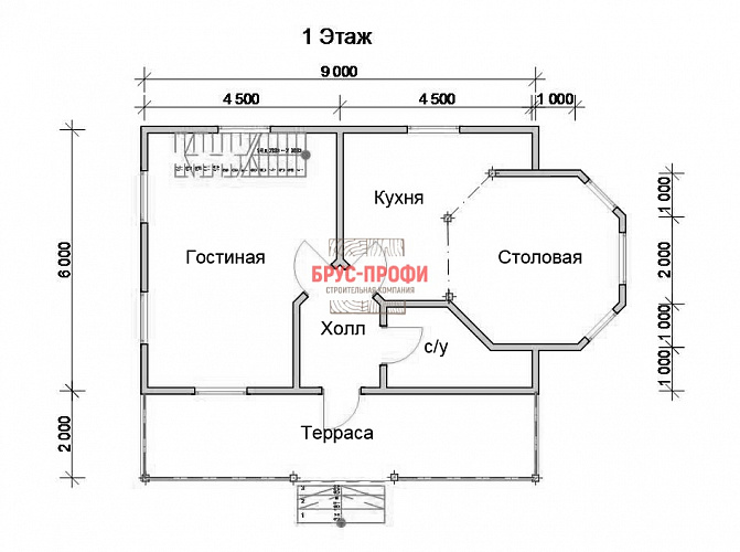 Проект №94. Дом из бруса 6 на 9